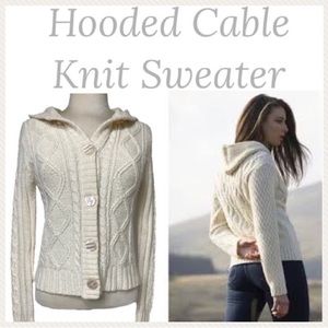 Vintage Cardigan Fair Isle Button Sweater Jacket Y2K Irish Cable Knit Off White